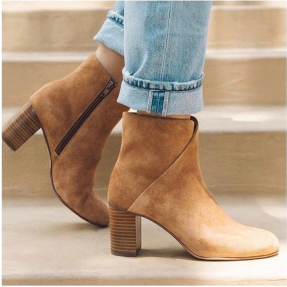Soludos Suede Venetian Bootie - Tan - Size 8.5